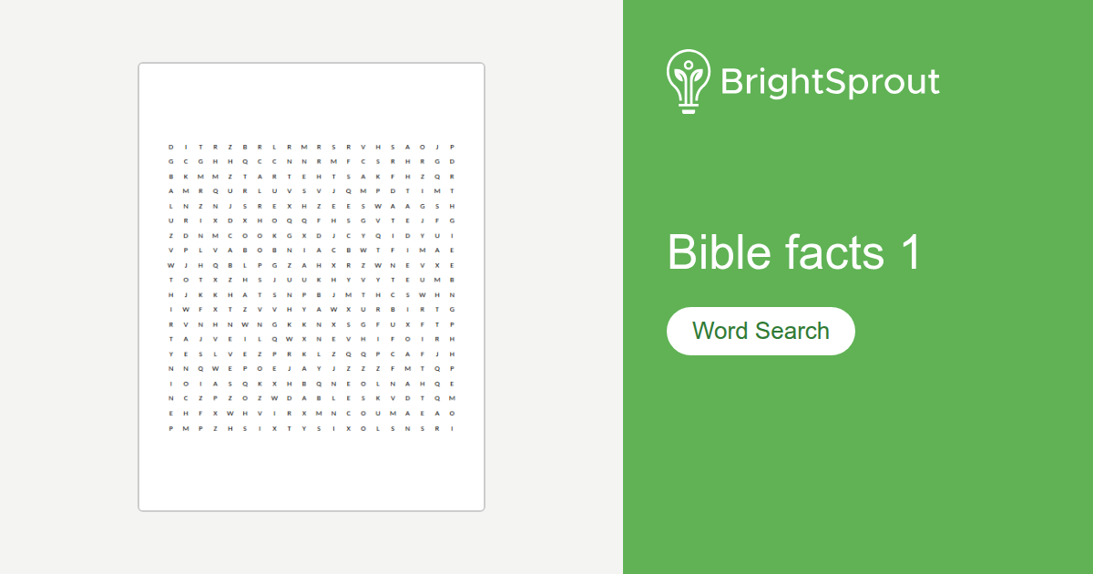 Bible Facts Word Search - Free Printable | BrightSprout