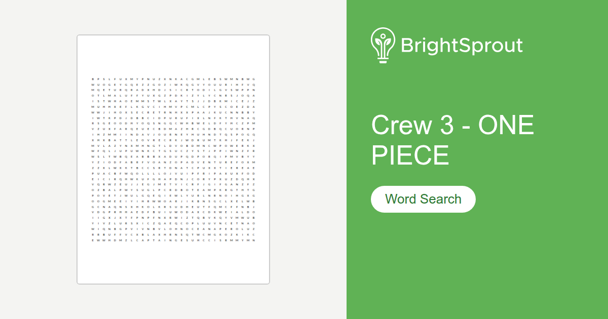 One Piece Word Search - Free Printable | BrightSprout