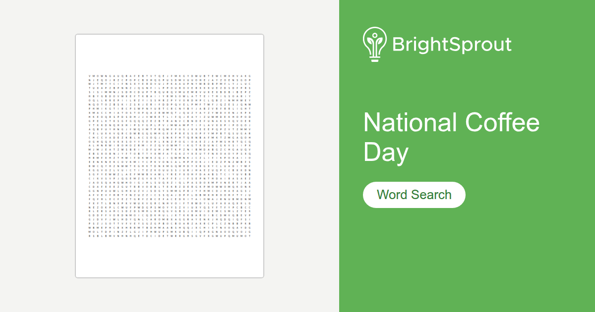 National Coffee Day Word Search - Free Printable | BrightSprout