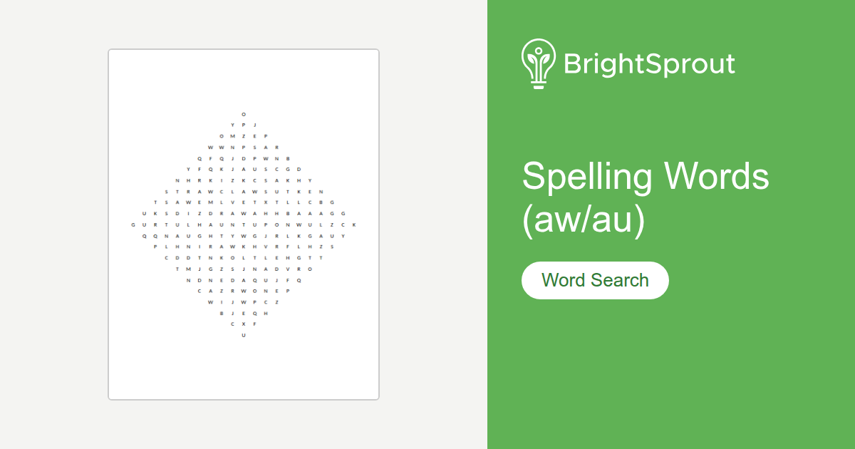 Spelling Words (aw/au) Word Search - Free Printable | BrightSprout
