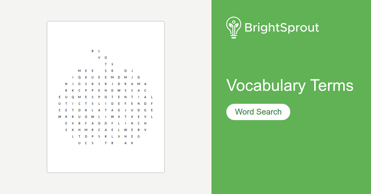Vocabulary Terms Word Search - Free Printable | BrightSprout