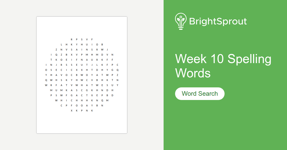 Week 10 Spelling Words Word Search - Free Printable | BrightSprout