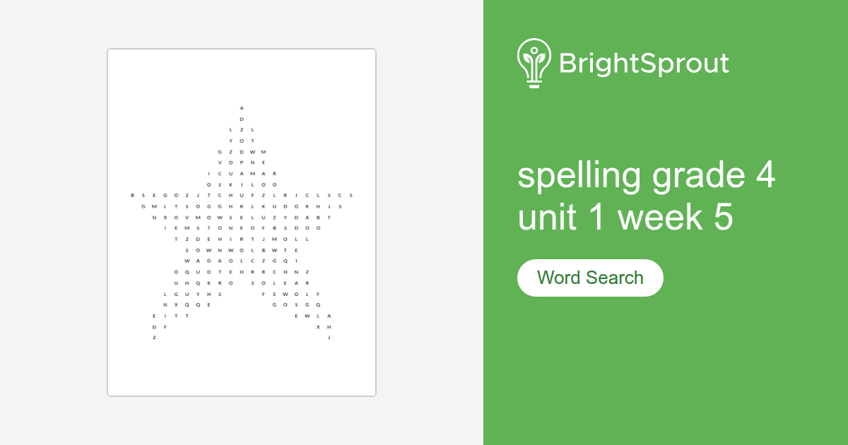 Grade 4 Spelling Unit 1 Week 5 Word Search - Free Printable | BrightSprout
