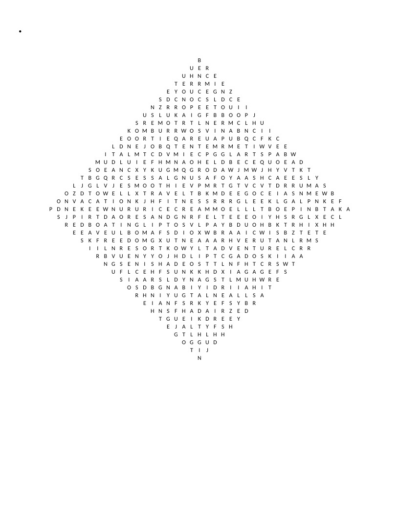 Summer word search with diamond shape, featuring vacation, fireworks, watermelon, and beach words.