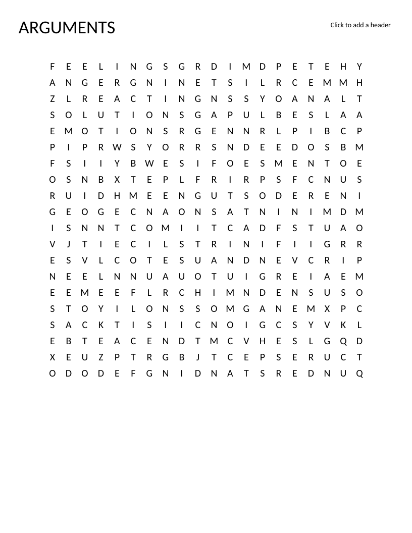 Arguments and conflict-resolution word search with social-emotional learning vocabulary.