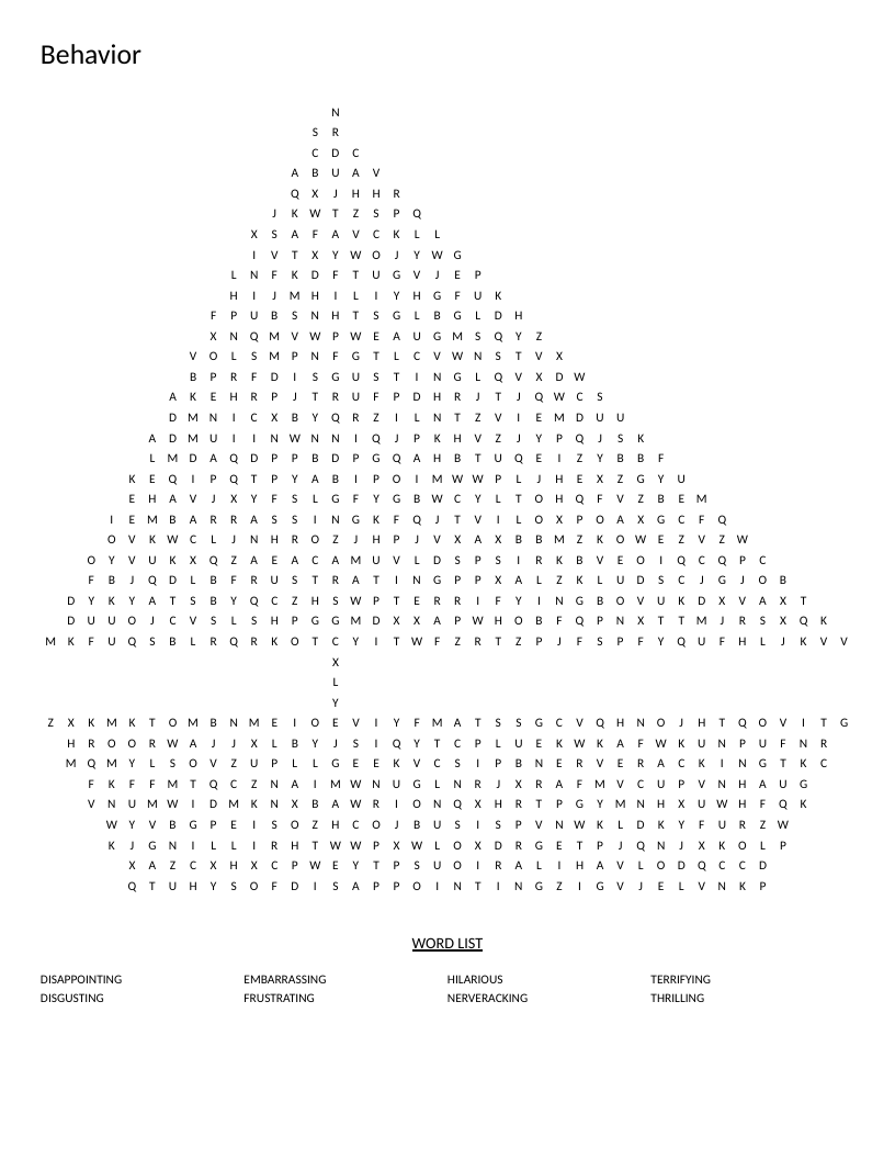 Boat-shaped emotion adjectives word search with words like hilarious, terrifying, and frustrating.