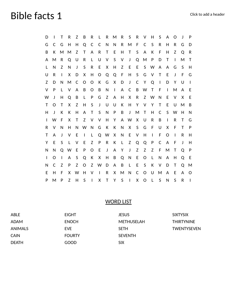 Bible Facts Word Search - Free Printable | BrightSprout