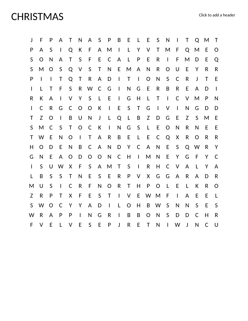 Christmas word search with holiday words including Santa, reindeer, ornaments, and stockings.