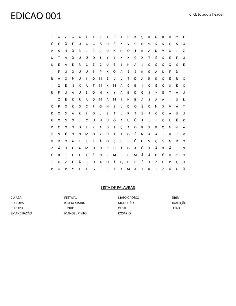 Portuguese word search on Rosário, Mato Grosso, with words like Cuiabá, Cururu, and Festival.