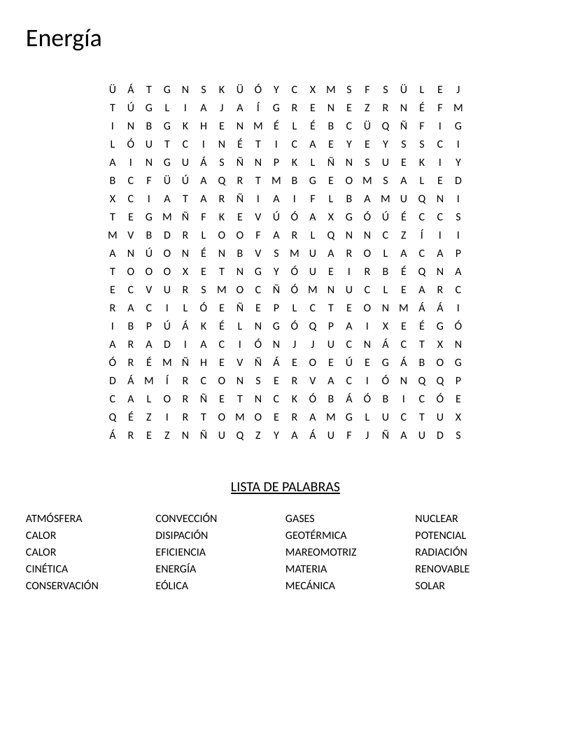 Spanish energy word search with renewable energy terms like solar, eólica, and geotérmica.