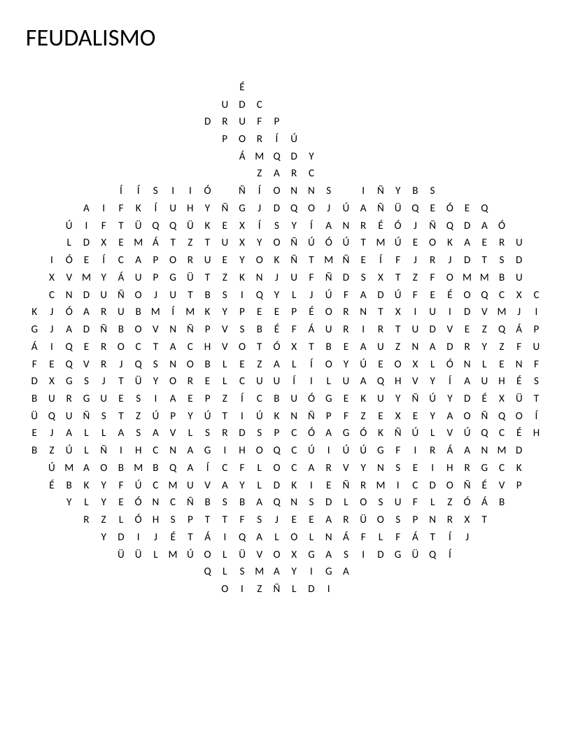 Spanish feudalism word search with pumpkin shape, showing medieval words like vasallo and castillo.