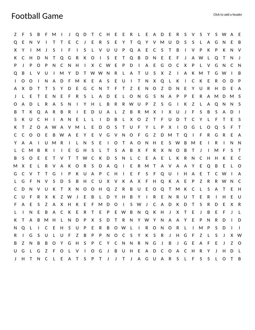 Football word search featuring NFL teams, positions like quarterback and linebacker, and game terms.