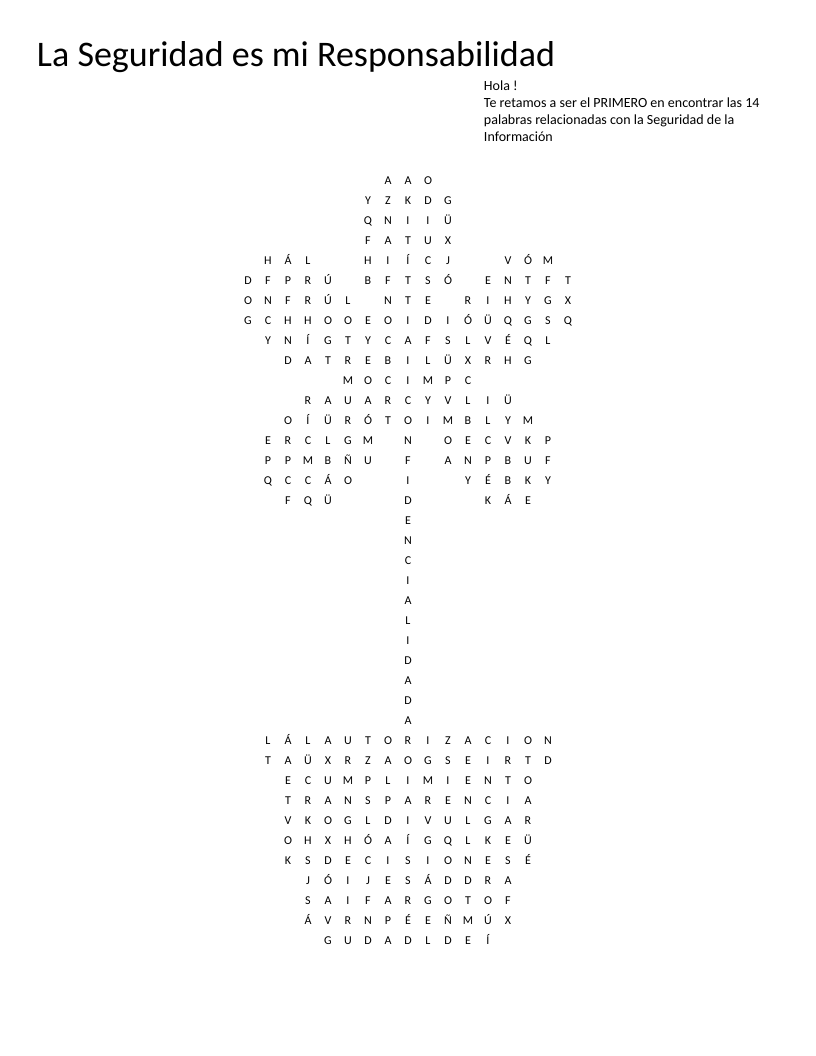 Spanish information-security word search with flower shape and terms like confidencialidad and protección.
