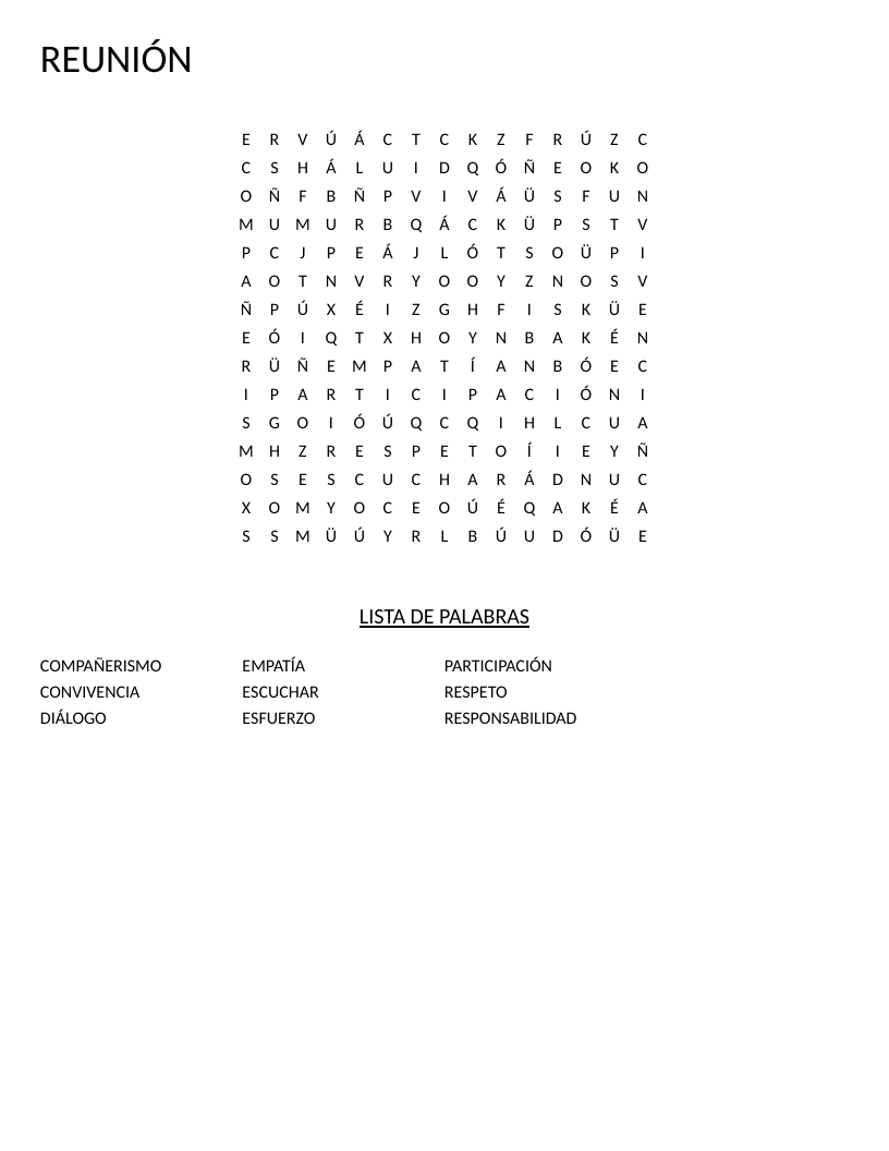 Spanish classroom values word search with words like respeto, empatía, and diálogo.