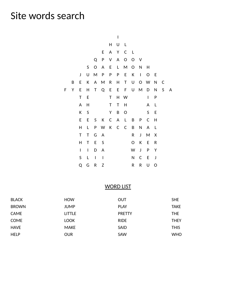 House-shaped sight words word search with early reading vocabulary like the, they, and said.