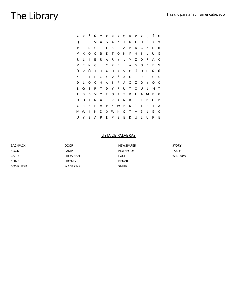 Library word search with vocabulary words like librarian, shelf, and magazine.