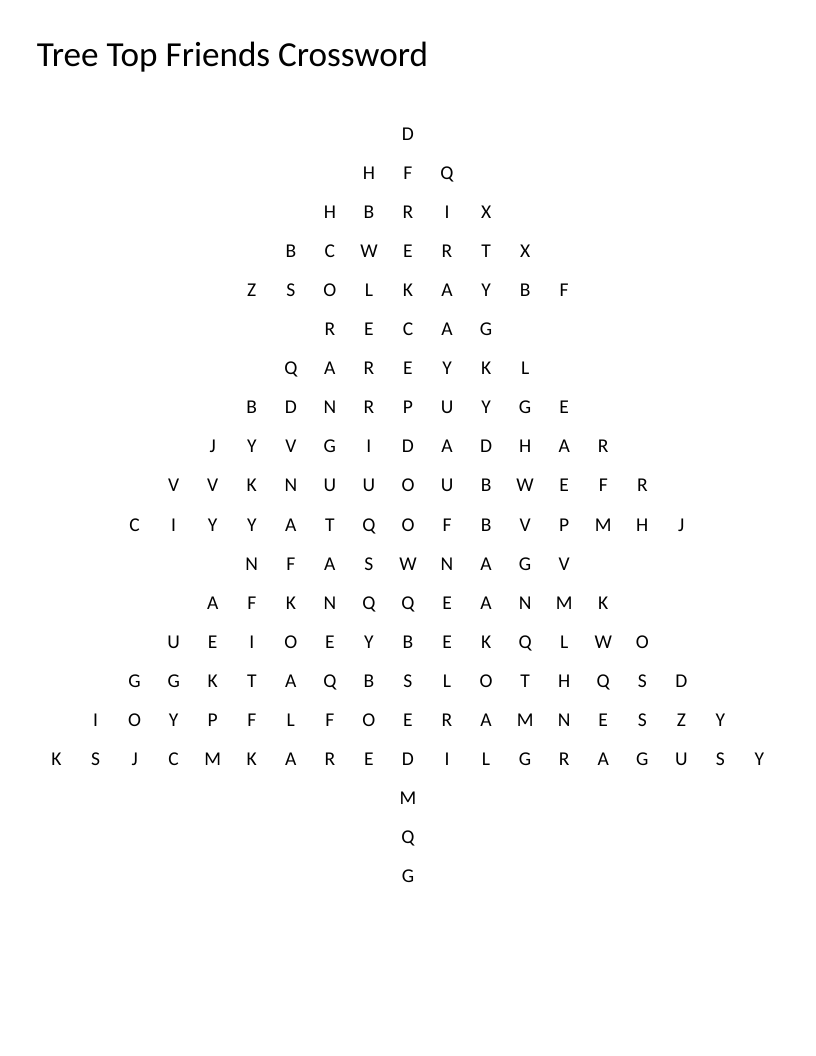 Tree-shaped word search with animal words like eagle, squirrel, koala, and orangutan.