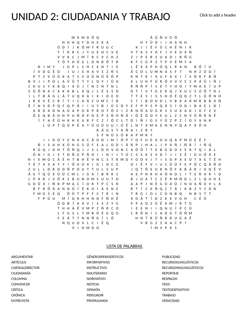 Spanish journalism word search with clover shape, featuring words like noticia, reportaje, and persuadir.