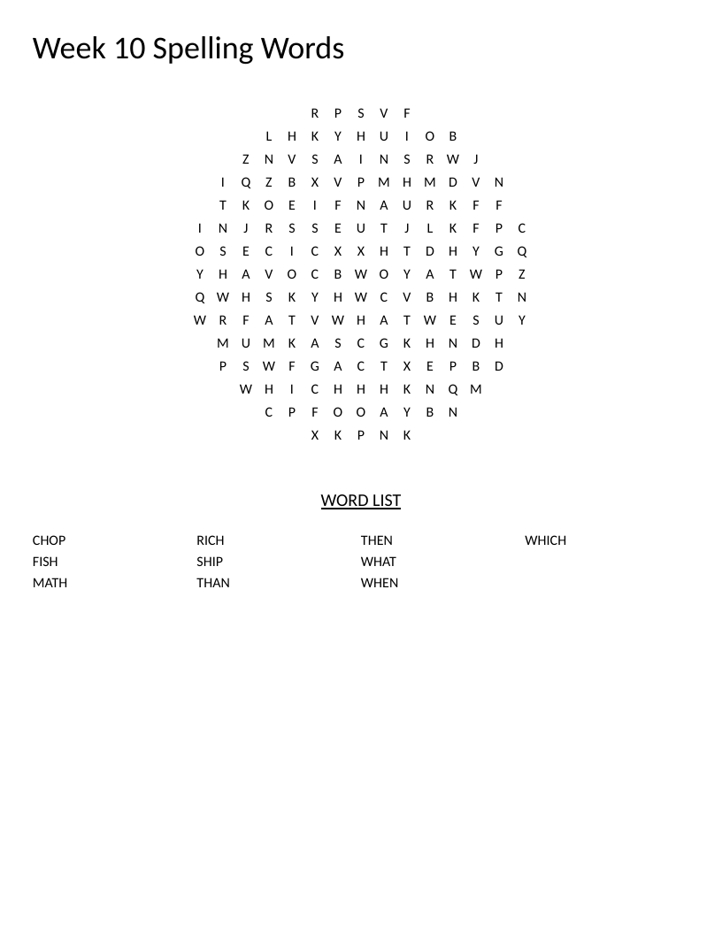 Week 10 Spelling Words Word Search - Free Printable | BrightSprout