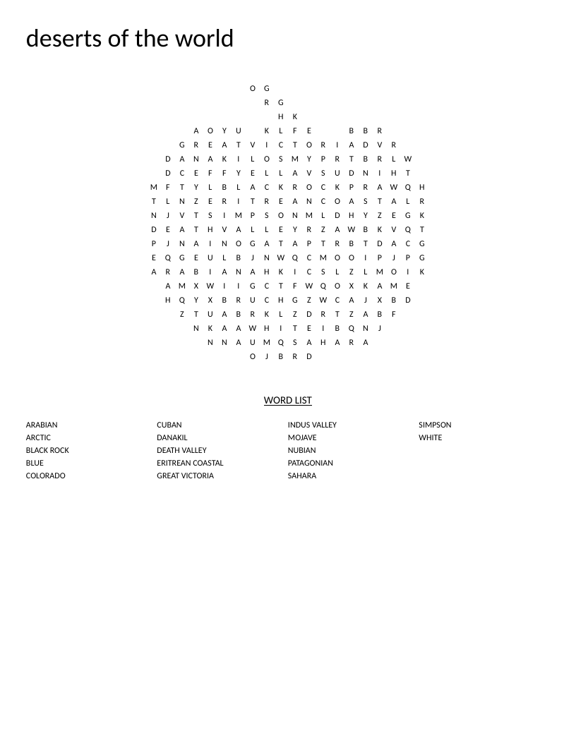 Pumpkin-shaped desert word search featuring Sahara, Mojave, and Death Valley.
