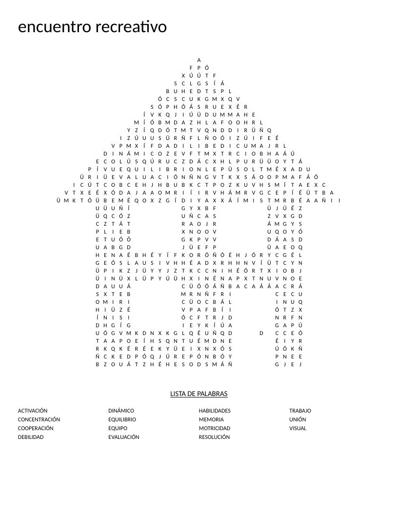 House-shaped Spanish word search with teamwork and physical activity vocabulary including habilidades and motricidad.