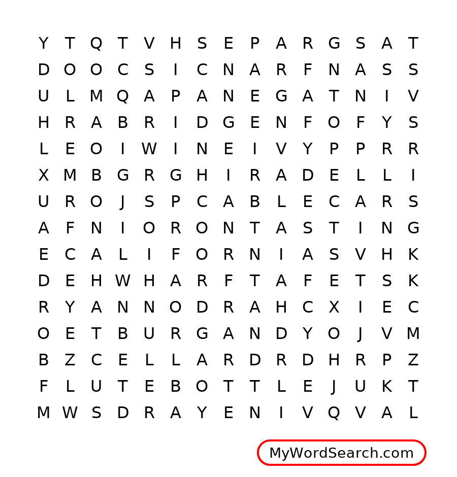 California Word Search