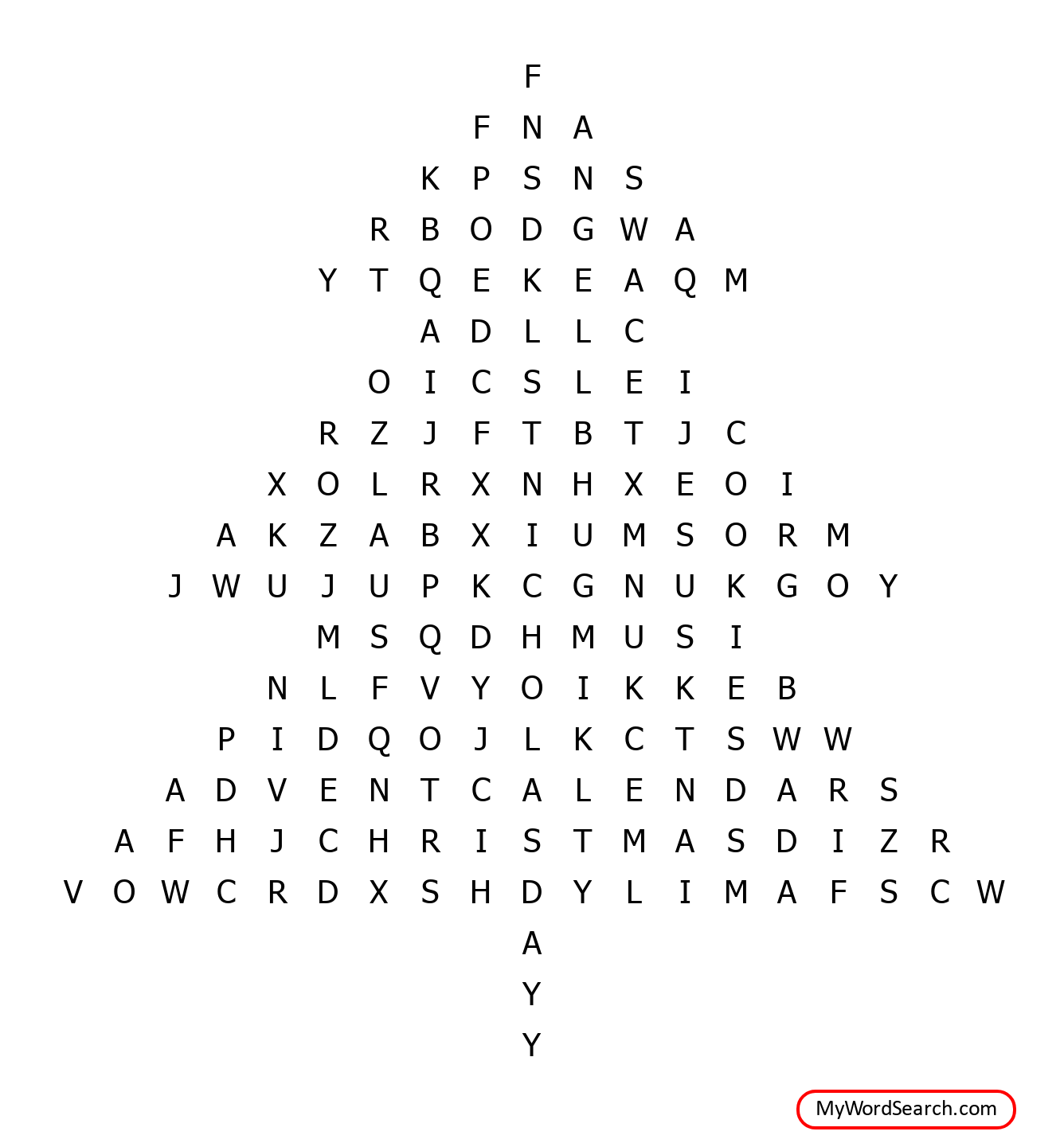 German Christmas Word Search