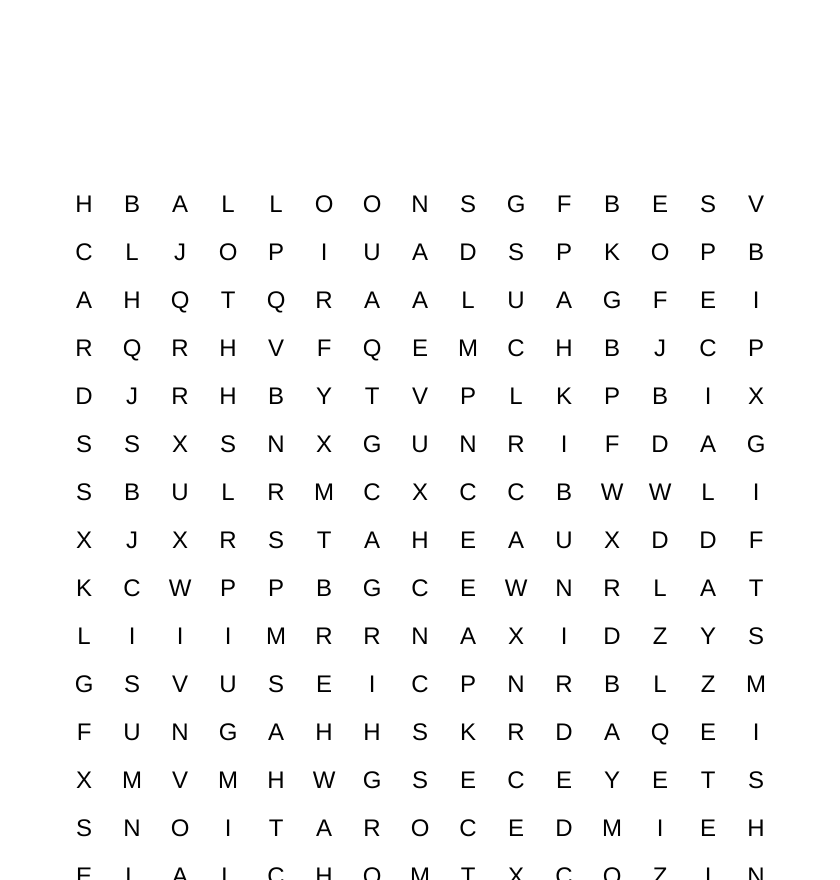 Happy Birthday Word Search