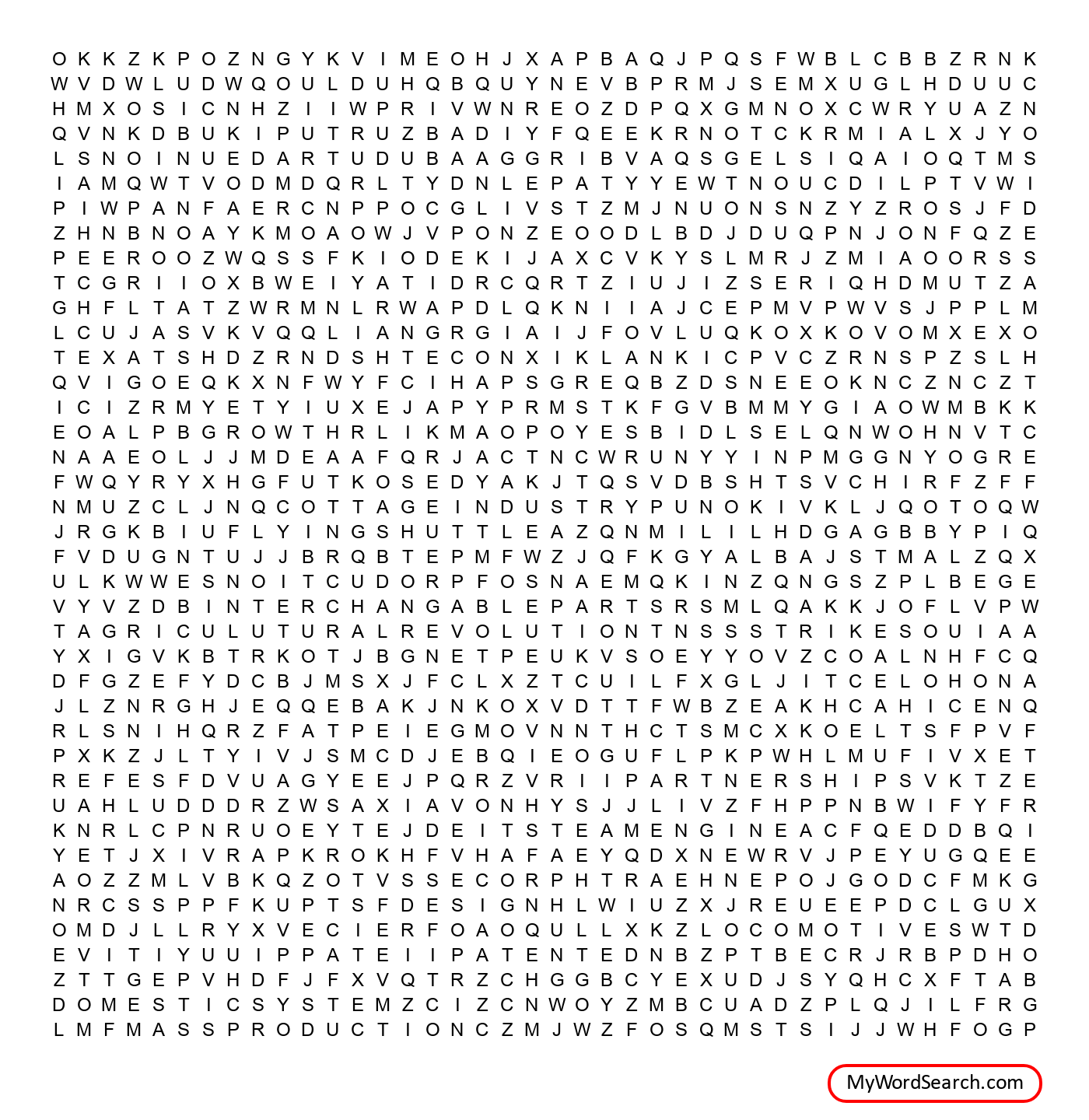 Industrial Revolution Word Search