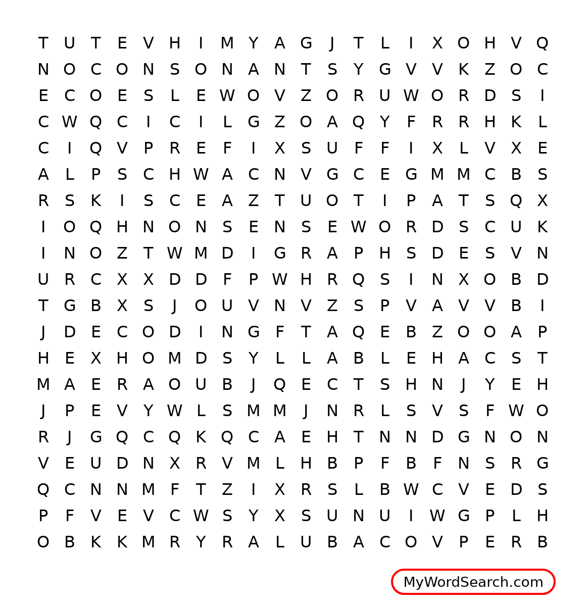 Just Words Word Search
