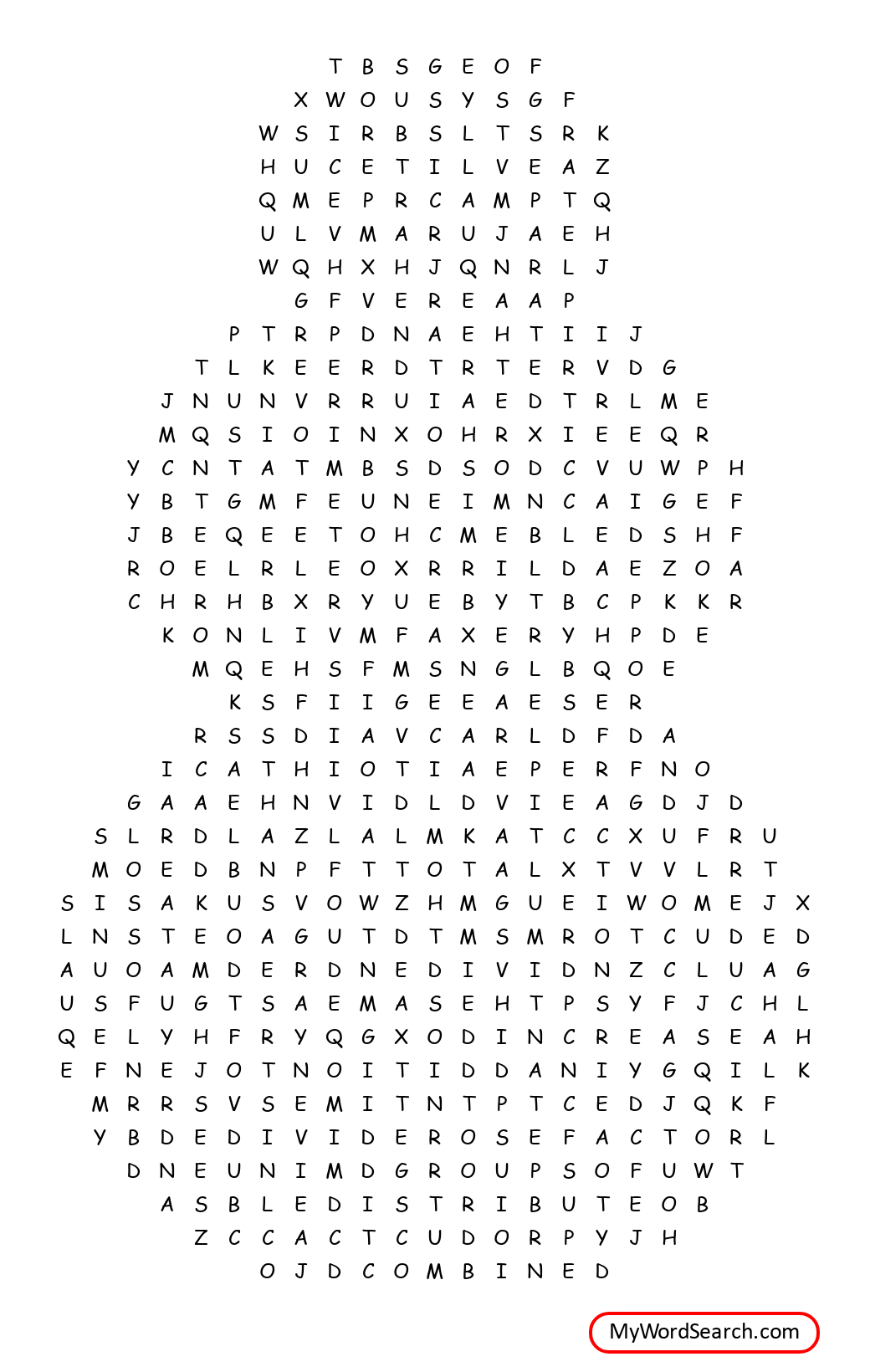 Math Words for Operations