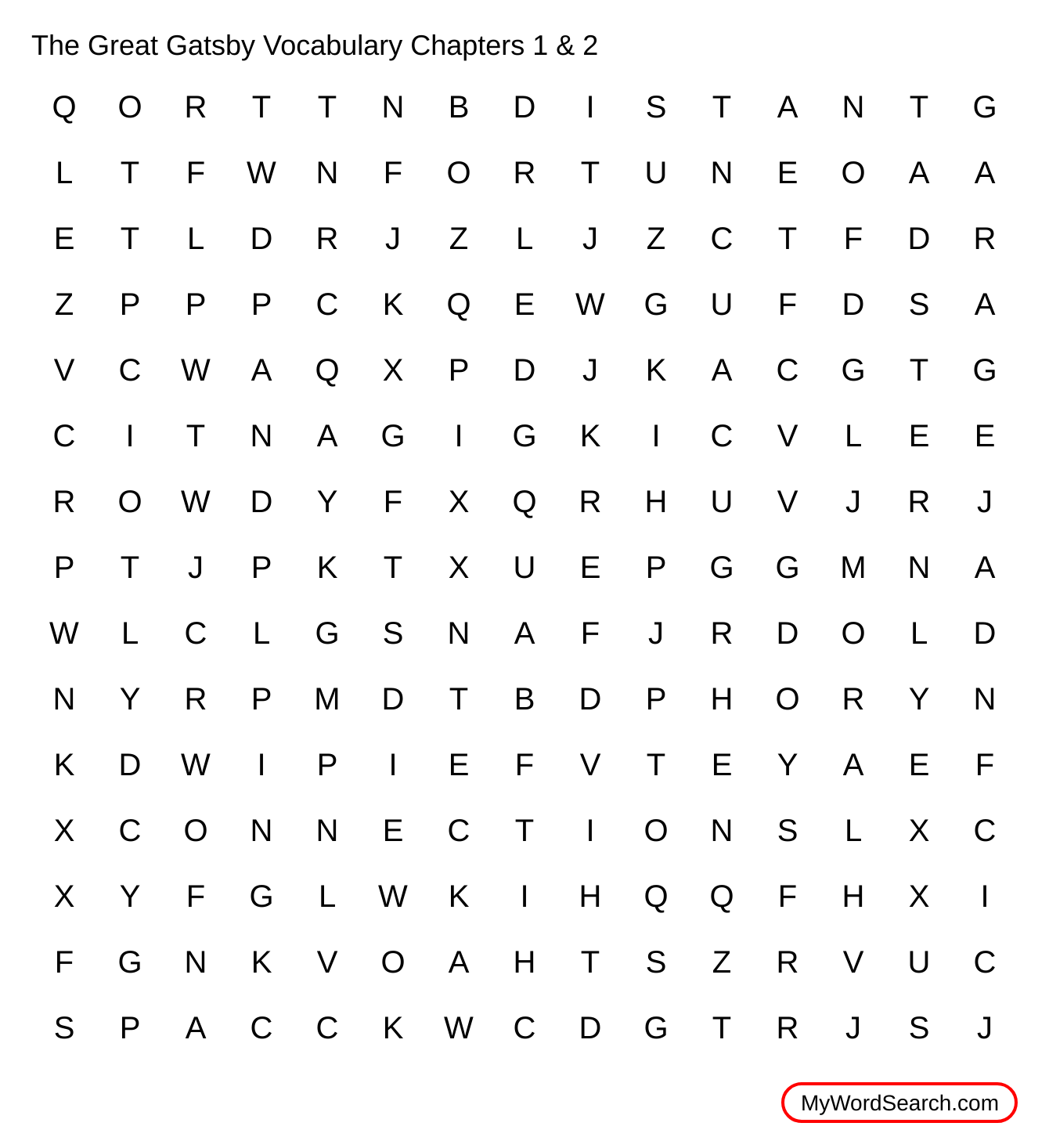 The Great Gatsby Vocabulary Chapters 1 & 2