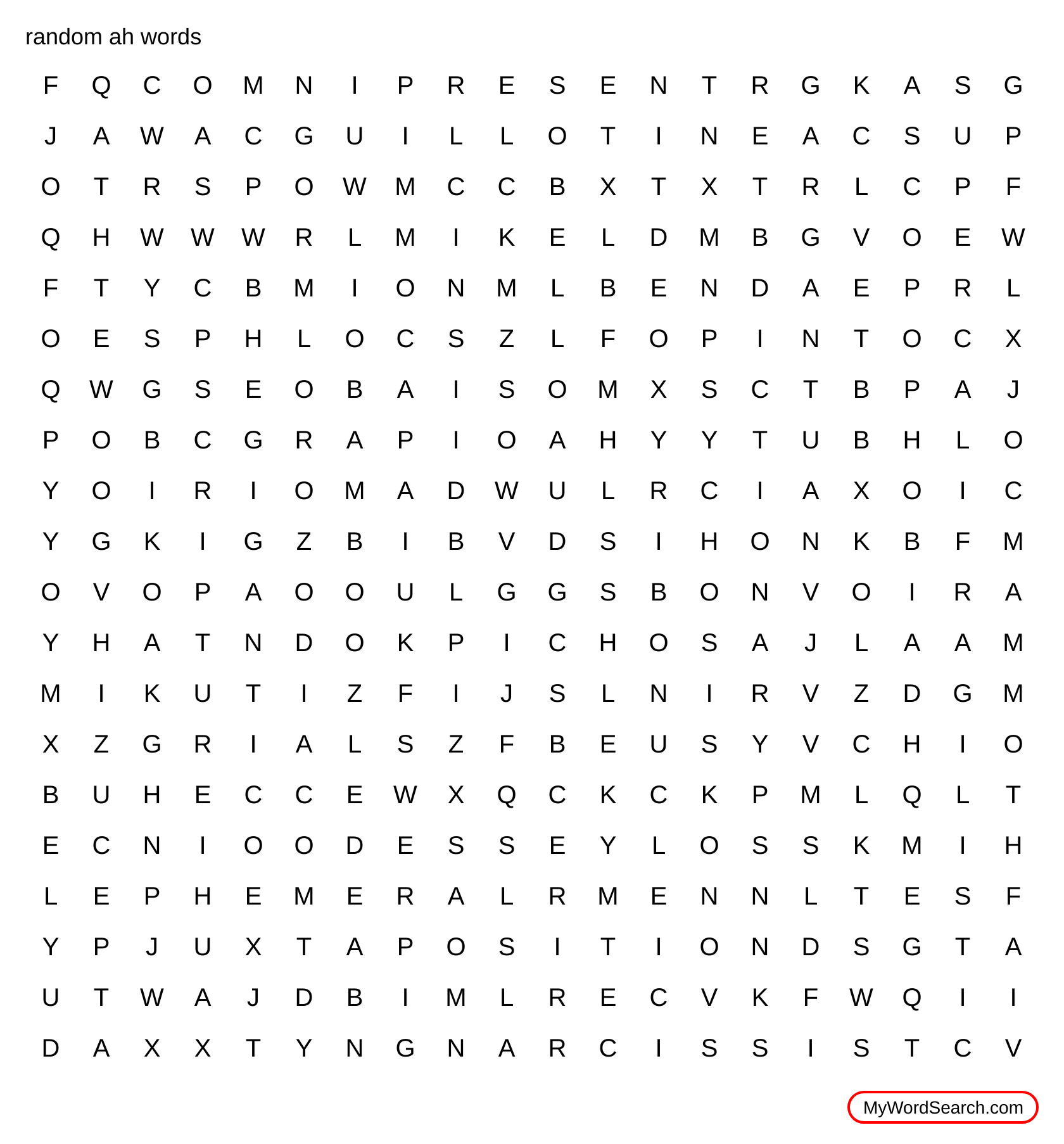 random ah words